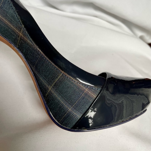 Aldo Platform Patent Leather Navy Plaid Heels BNWB SZ 8.5 (39) - Picture 7 of 12